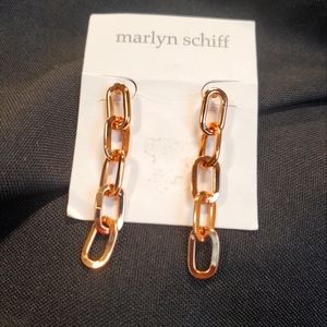 New, Marlyn Schiff rose gold chain link earrings